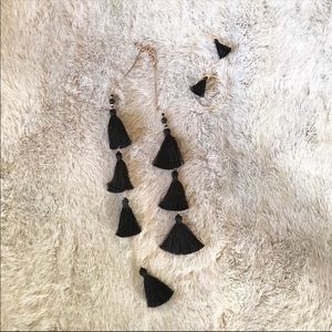 🎉🆓 Long Black Tasseled Necklace
